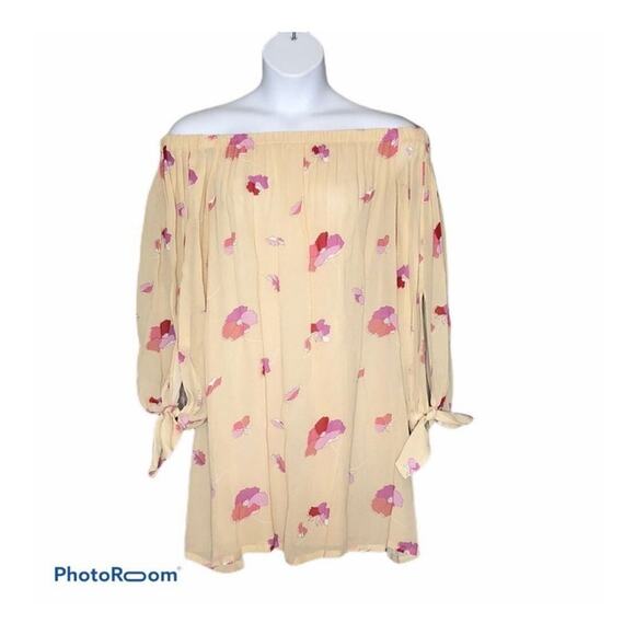 Jill Stuart Off-the-Shoulder Yellow Floral Mini Dress NWT Size 0 XS | Vacation - Picture 3 of 9